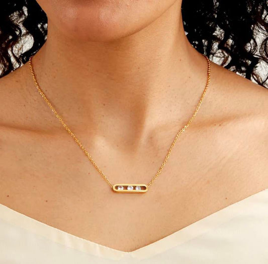 Pendentif 3 diamants doré
