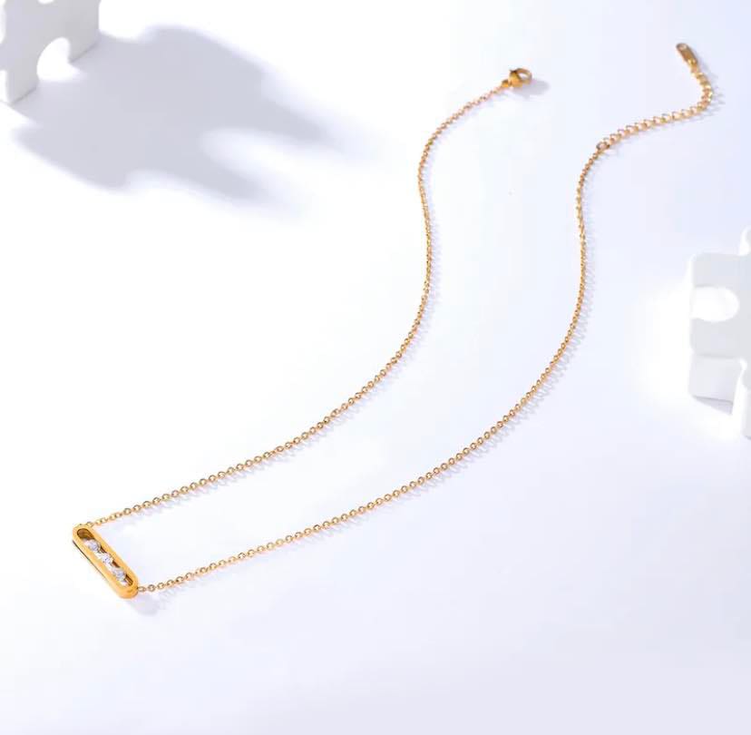 Pendentif 3 diamants doré