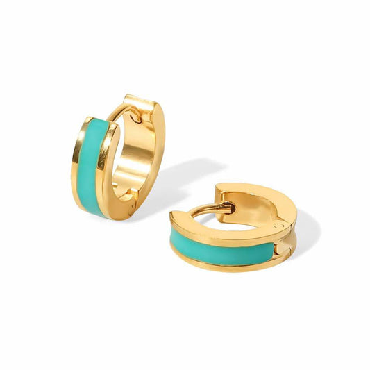 Boucle d'oreilles petites simple doré et couleurs émail
